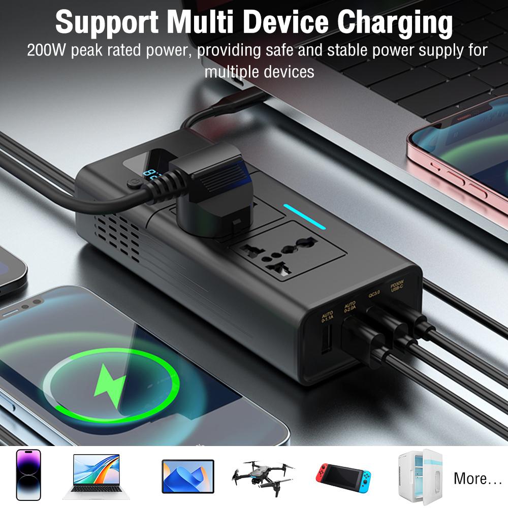 NEW 12v To 220v Car Inverter 200w Multi-functional Car Power Converter for Vehicles