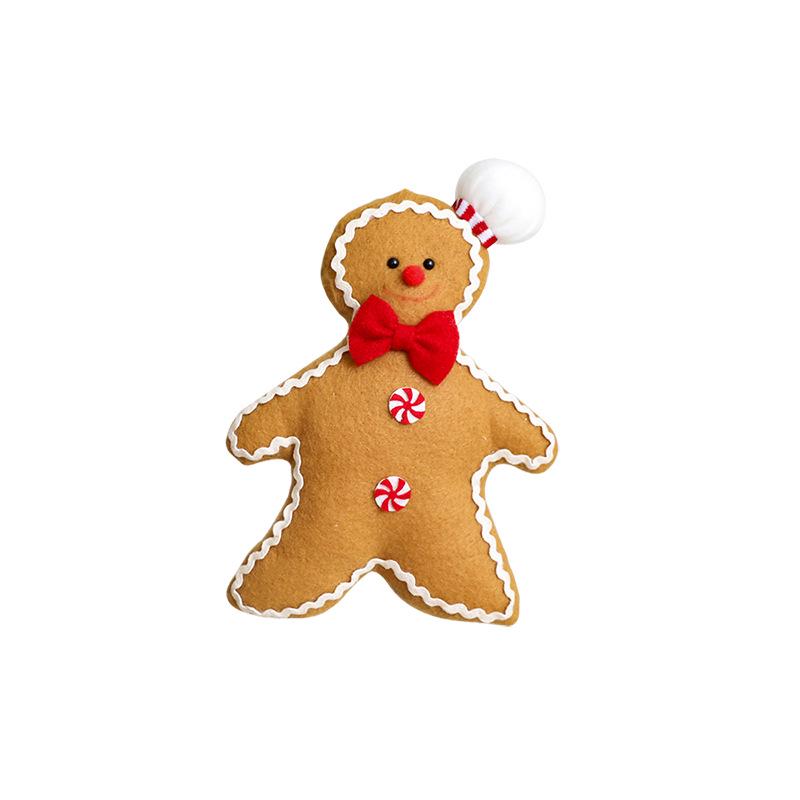 Gingerbread Man Plush Pom-Pom Christmas Tree Ornament