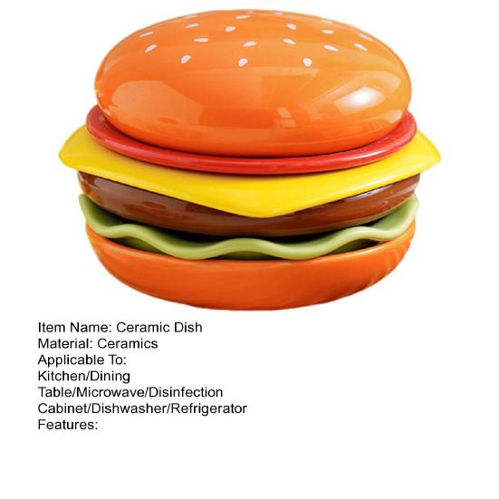 6 in 1 Burger Ceramic Mini Plate Set Creative Hamburger Styling Meal