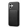 For iPhone 17 Case Card Holder Kickstand Calf Textured Leather+PC+TPU Phone Cover