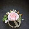 Bohemian Wristlet Corsage Pink Wedding Corsage New Rose Flower Corsage  For Brides Groomsmen