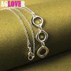Gioielli con collana con pendente rotondo quadrato geometrico in argento sterling 925