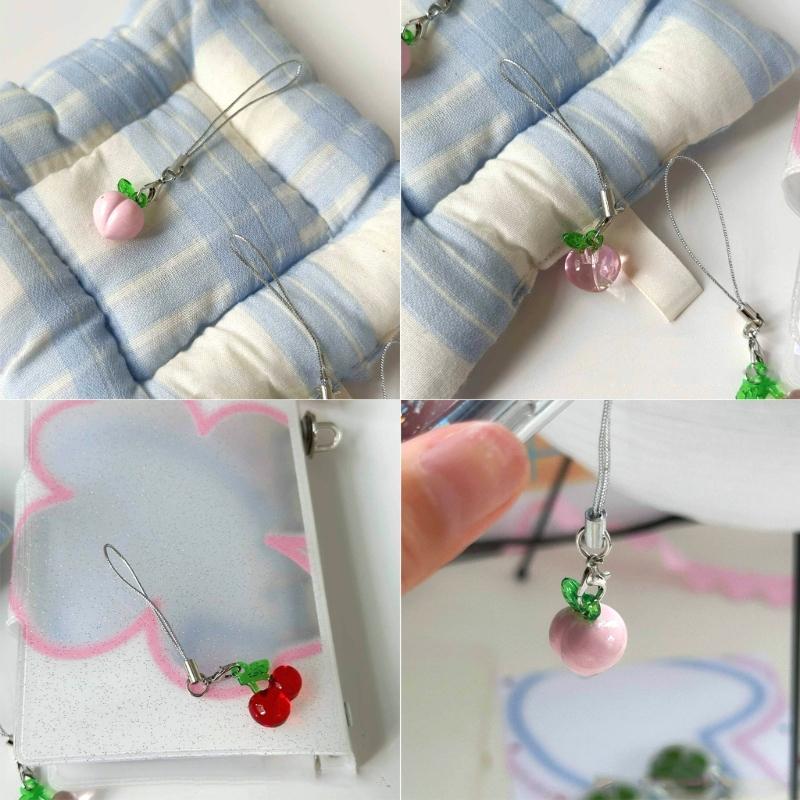 Fruit themed Mobile Attachment Beautiful Peach/Cherries Charm Lovely Fruit Cellphone Cord for Fruit Enthusiasts
