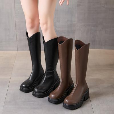 Versatile Thick-heeled Thick-soled Boots for Women, Small Knight Boots for Autumn and Winter, But Knee-high Boots for Women