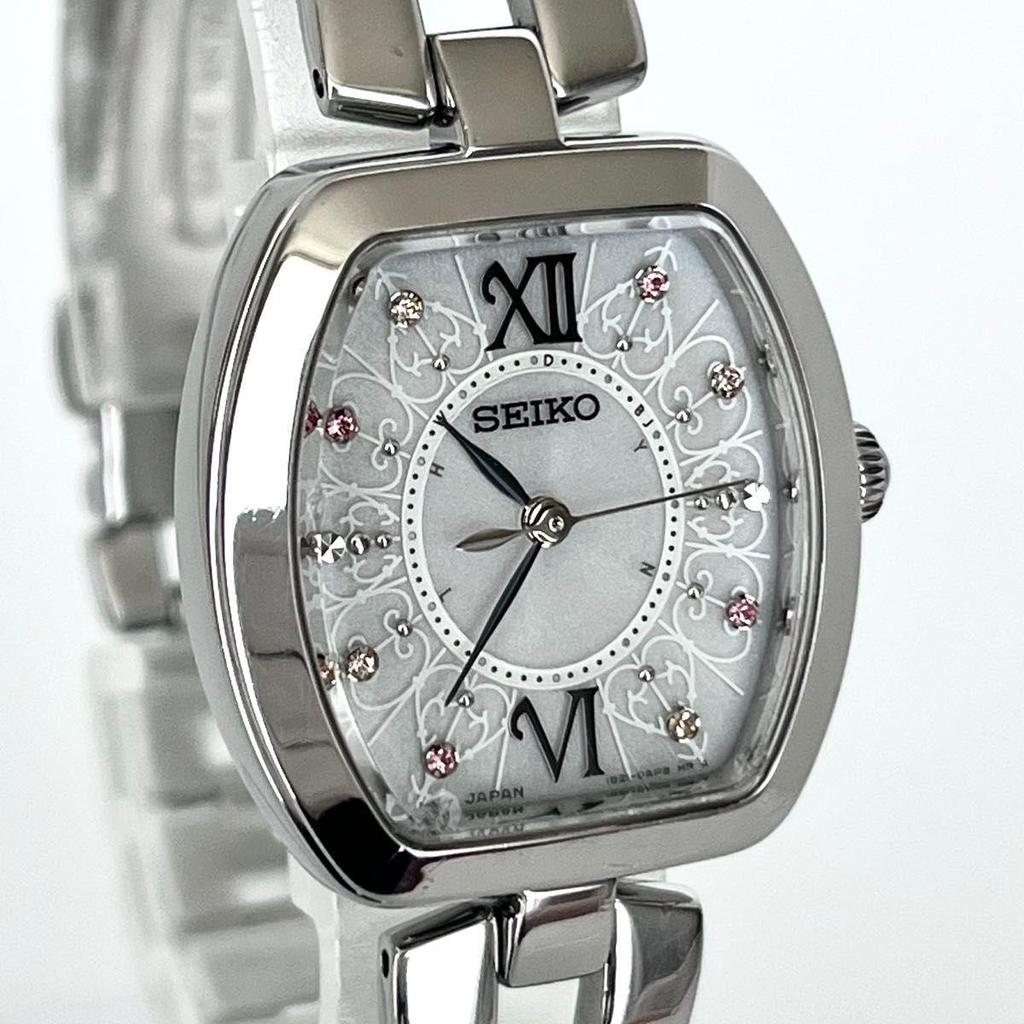 Used [In operation] Polished Seiko SEIKO ladies watch radio solar good condition silver white dial s2408