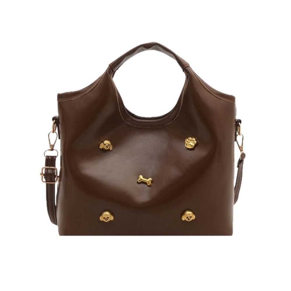 

Повседневная наплечная сумка в корейском стиле, кожаная женская сумка с заклепками, для работы и поездок кофейный