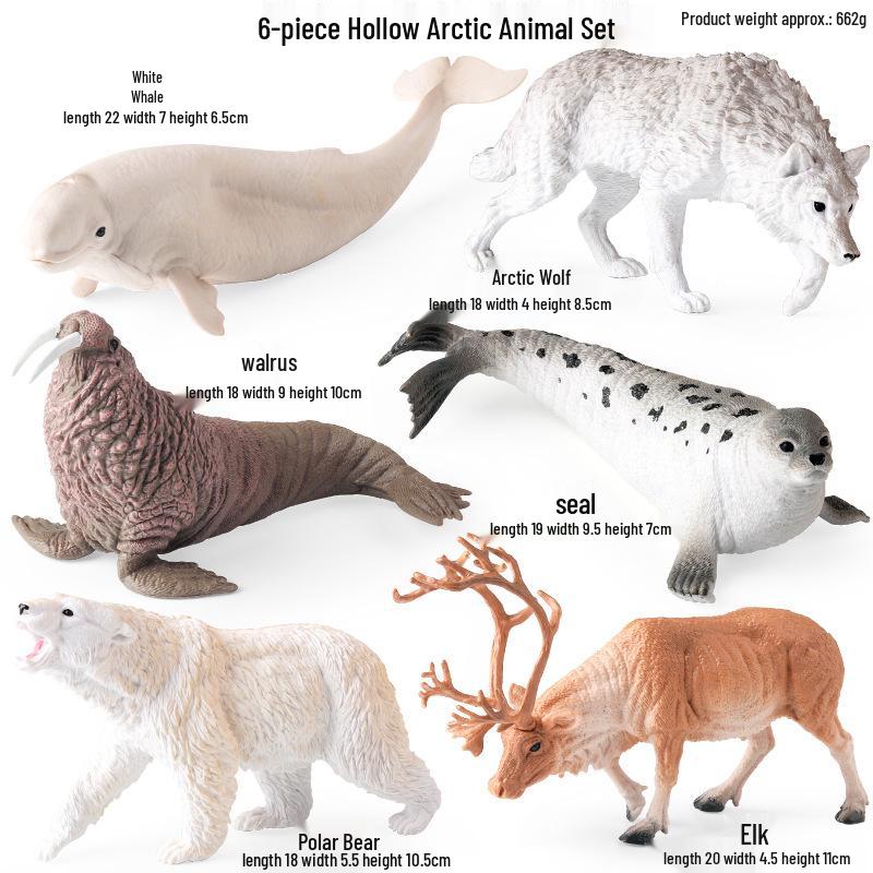 Polar Wildlife Animal Model Toy Set: Polar Bear & Penguin