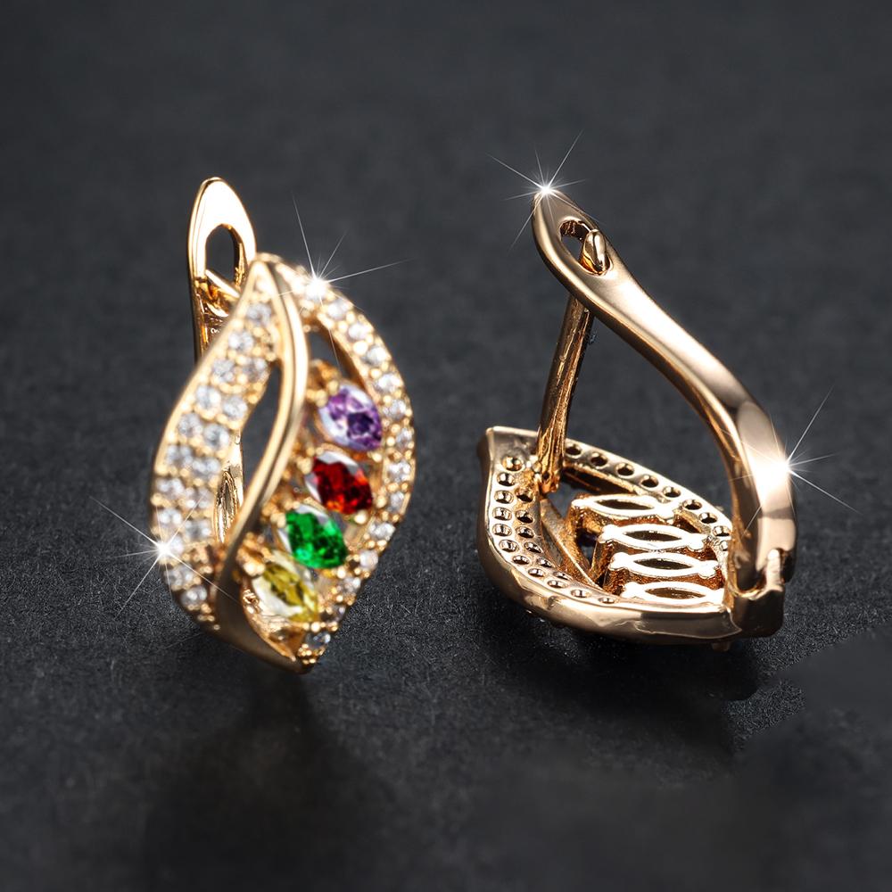 

1 пара роскошных разноцветных серег-клипс на крючках с камнями огранки «маркиз» CZ, висячие серьги в стиле полых листьев, свадебные серьги разноцветный