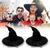 Black Velvets Witch Hat With Golden Star Elegant Curved Border Halloween Hat for Women Men Kids
