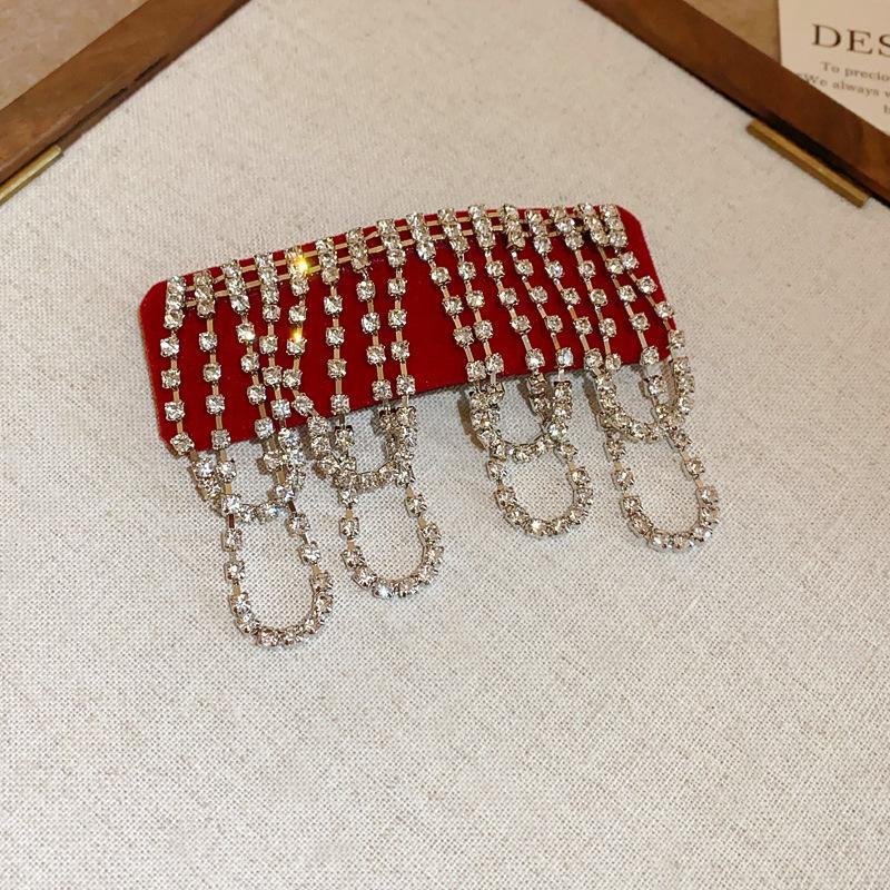 

Заколка для волос с бриллиантовой кисточкой: Роскошный аксессуар для волос класса люкс Single красный