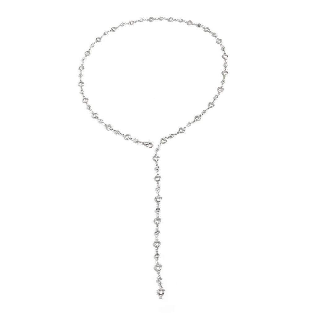 Salircon Vintage Y-Shaped Long Chain Pendant Necklace Women Trendy Hollow Out Love Heart Necklace Aesthetics Party Jewelry Gifts