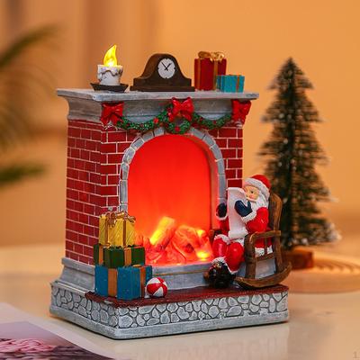 Christmas Snow House Resin Xmas Miniature Table Centerpieces Decorative with Music Cute for Living