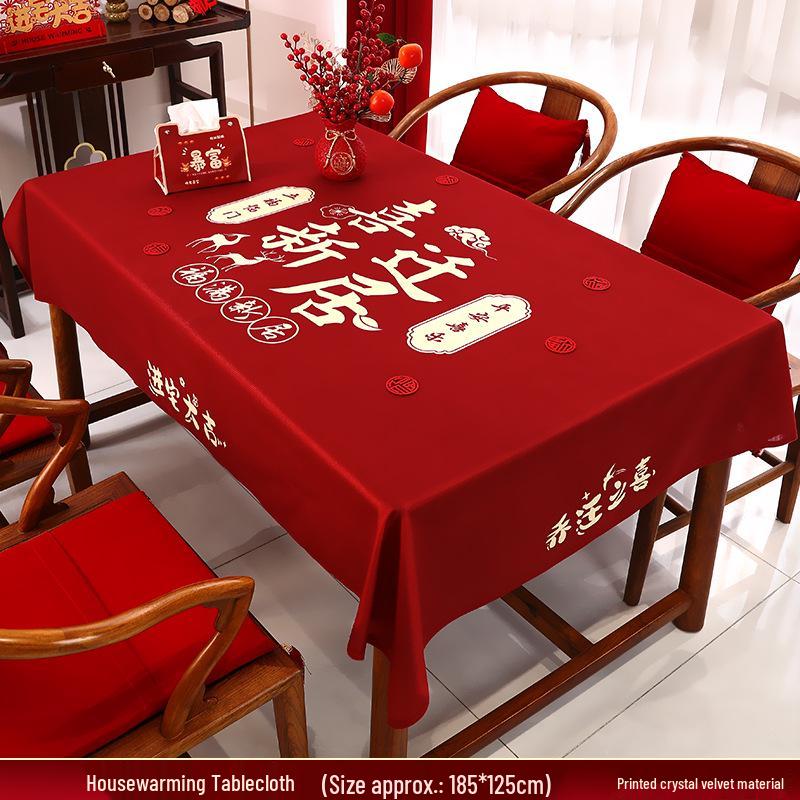 Красная скатерть для новоселья для обеденных или кофейных столов - Принадлежности для церемонии украшения нового дома