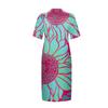 Women's Casual Large V-neck Short Sleeve Printed Pocket Loose Dress