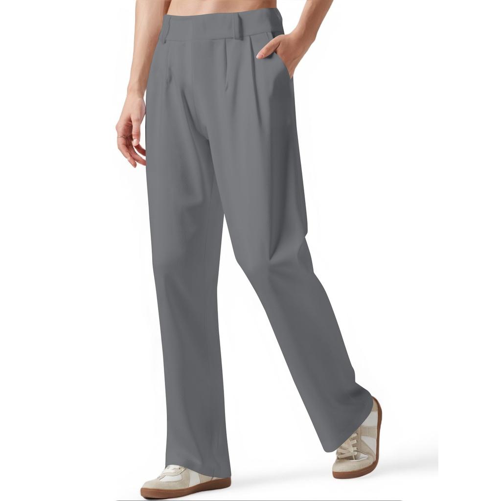 Women's High Waist Casual Wide Leg Palazzo Pants Business Work Trousers Long Straight Suit Pants Flowy Trousers With Pockets