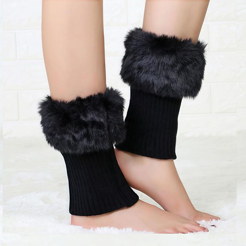 1 Paar Winteroutfits Elegante Bekleidungsaccessoires Weiche Textur Beinstulpen Niedliches Plüschdesign Hohe Elastizität Schwarz/Weiß