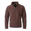 Men S Stand Collar Half Zip Fleece Sweatshirt Solid Color Long Sleeve Casual
