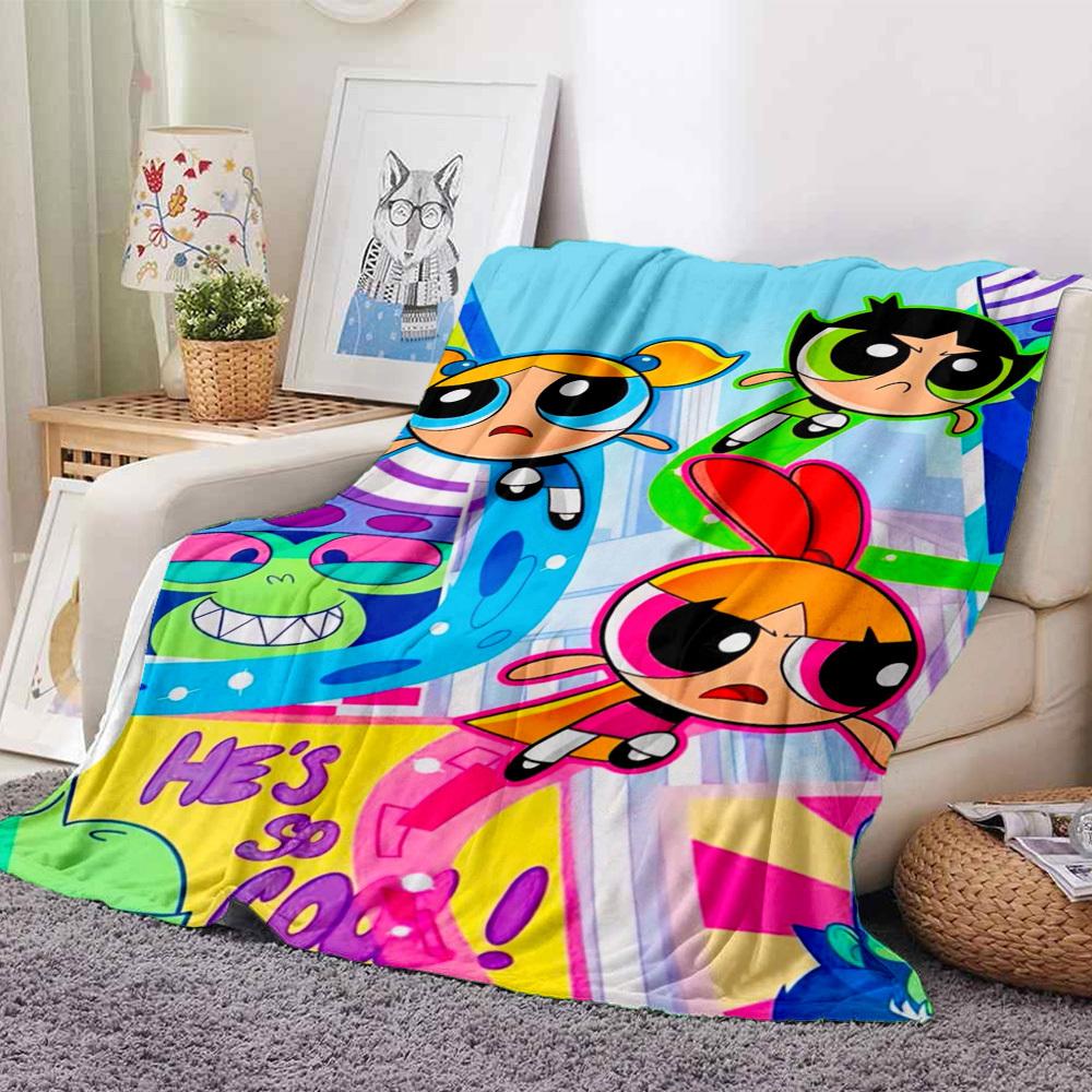 1PC Powerpuff Girls Blanket Lightweight Flannel Throw Blanket for Sofa, Bed, Travel, Camping, Livingroom, Office, Couch