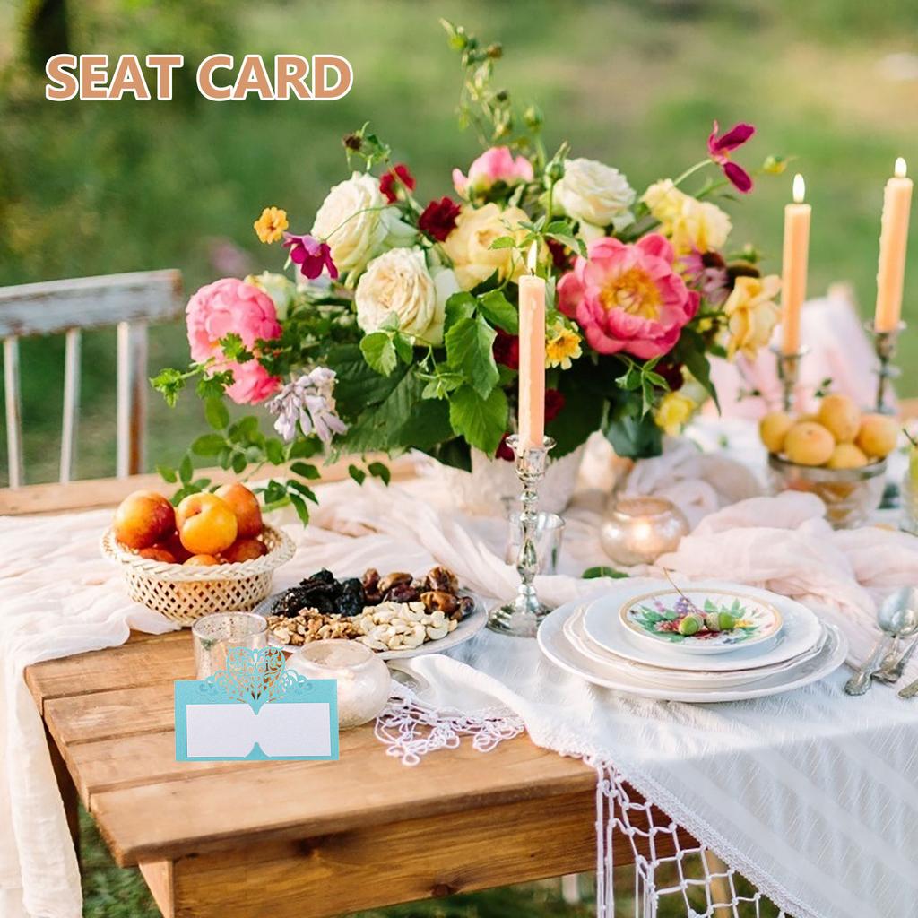 50Pcs Love Heart Hollow Out Paper Place Cards Vintage Rustic Wedding Seat Name Cards Table Name Card for Banquet Party Cafe