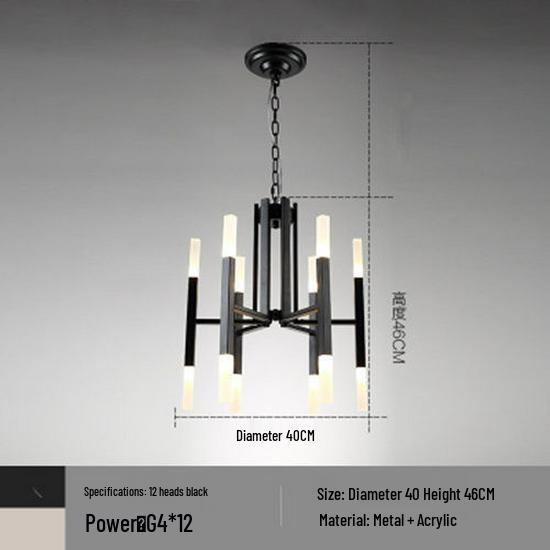 

Минималистичная скандинавская светодиодная люстра: Постмодернистский стиль искусства для гостиной, столовой и спален Black 12 Heads