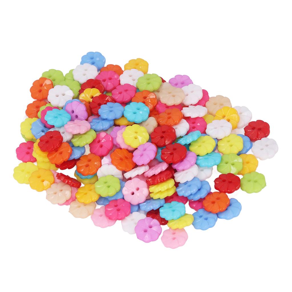200Pcs Flower Buttons Colorful Vivid Colors Durable Plastic Wide Application Craft Buttons for Clothing Bag DIY