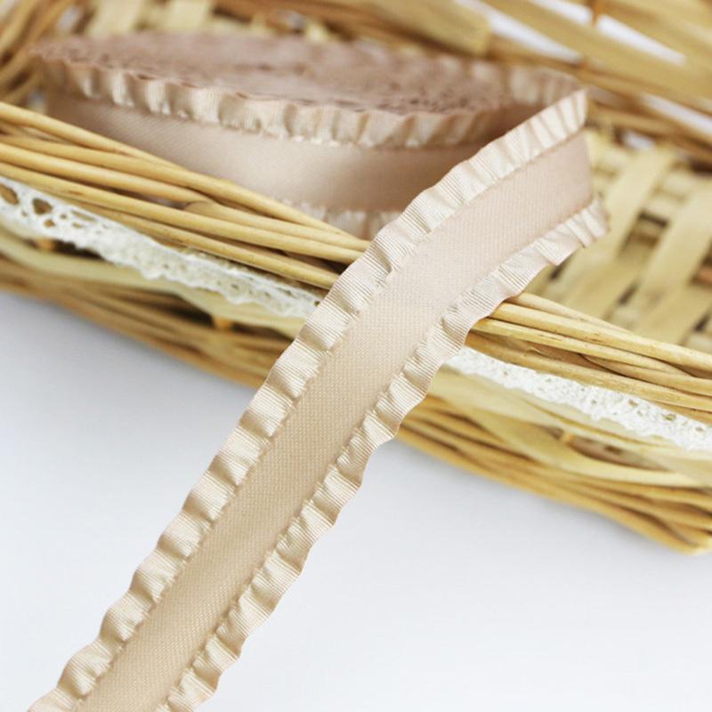 

(5 ярдов/рулон)22мм Лента с фестонами Сатиновые ленты Бант Украшение подарочной коробки Свадебное кружево Швейные принадлежности Скатерть Шторы 22mm шампанского