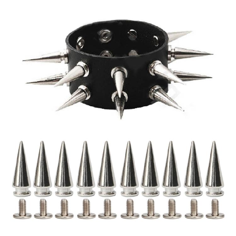 Clous à pointes Rivets Métal Argenté Rivets Décoratifs Punk, 10 Pièces Rivets Pointus à Visser Boucles Bouton Gothique pour Artisanat DIY