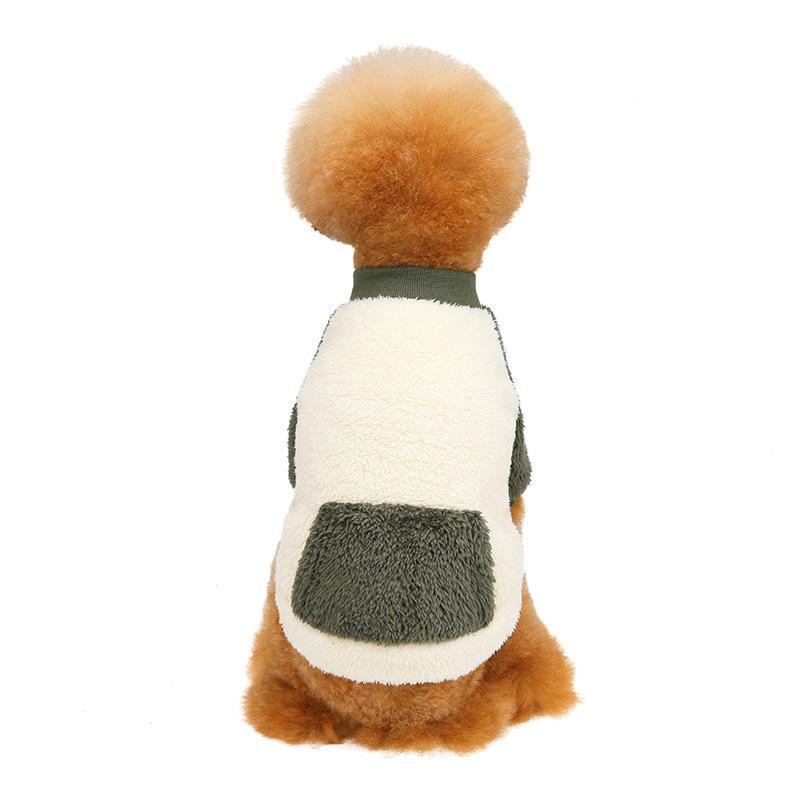 

New pet clothes round neck with pocket dog fleece warm micro-elastic magic dou teddy dog clothes factory manufacturer L темно-зелений колір