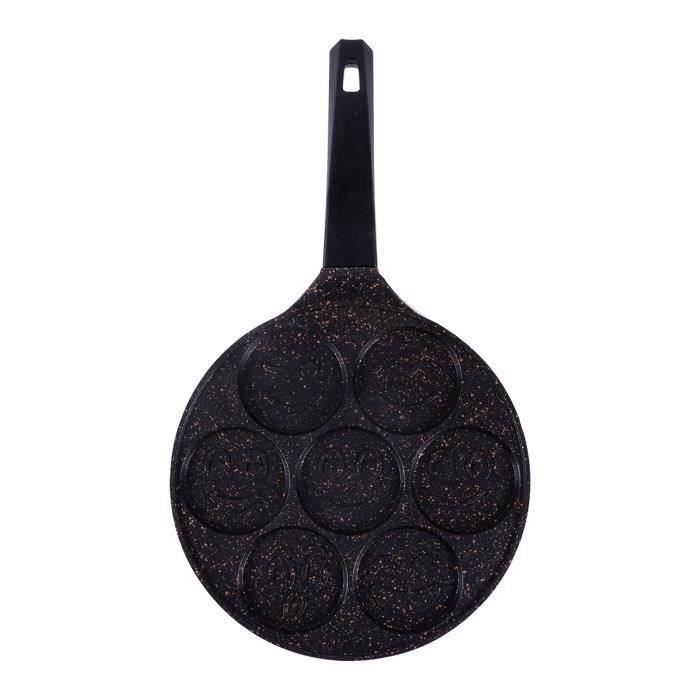 Poêle à pancakes - serenk - 7 emoji visages - anti-adhésif - compatible tous feux - doré