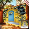 2D Yellow Rose Door Backdrop Bright Floral Wall Photography Background