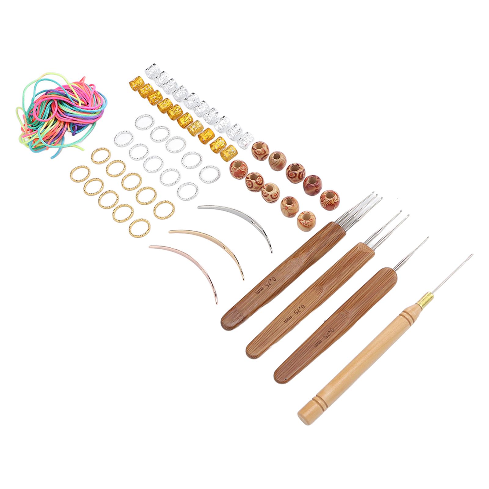 

Braid Jewelry Wooden Beads Set Hair Extension Ring Set Wooden Bead Piercing Needle with Single