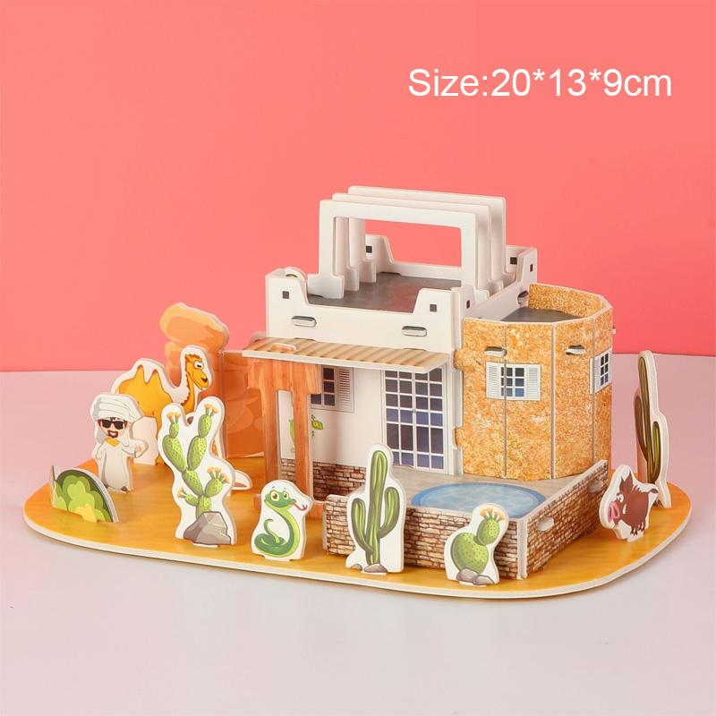 Kreatives DIY 3D Papierkartenpuzzle Handmontierte Häuser Villen Gebäudemodell für Kinder Handgemachtes Lernspielzeug