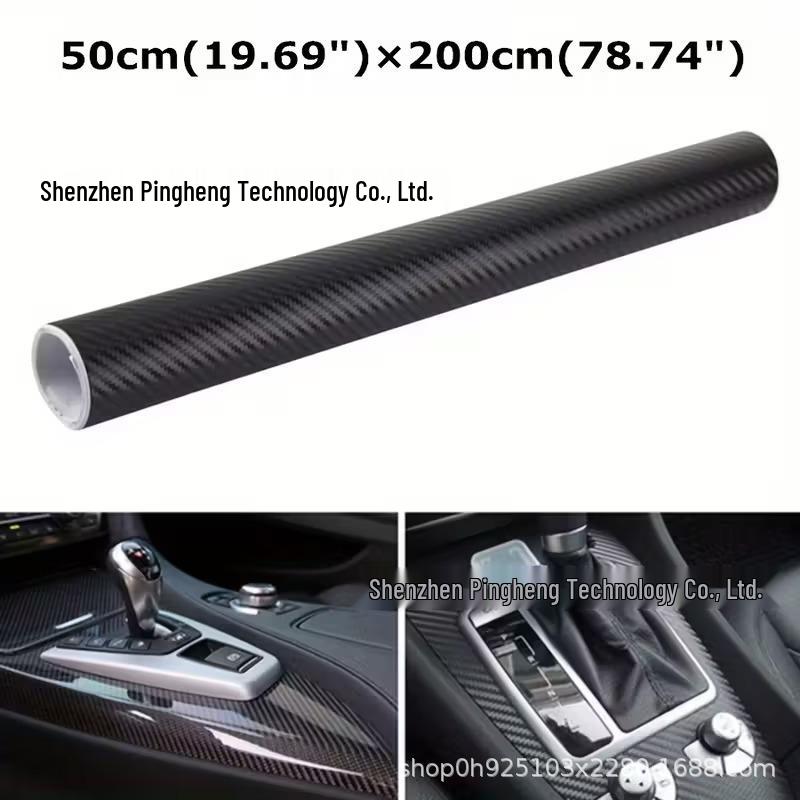 Black 3D Carbon Fiber Self-Adhesive Decal for Cars, Motorcycles, Computers, and Scooters