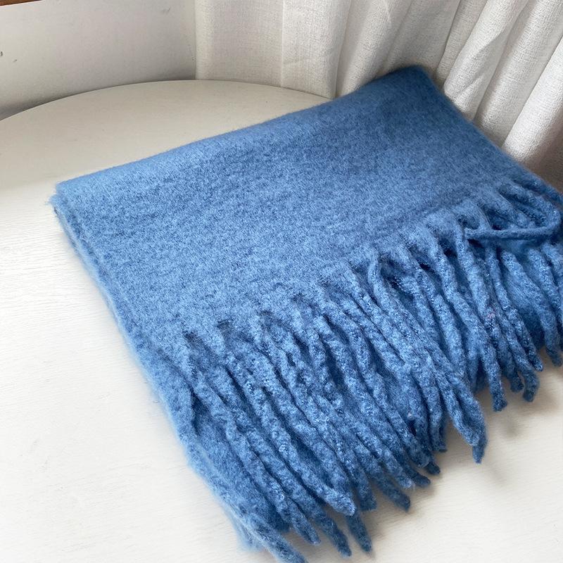 Homemade 28-color Atmosphere Soft Waxy Thick Beard Mohair Scarf Women's Winter Warm Imitation Cashmere Scarf Shawl