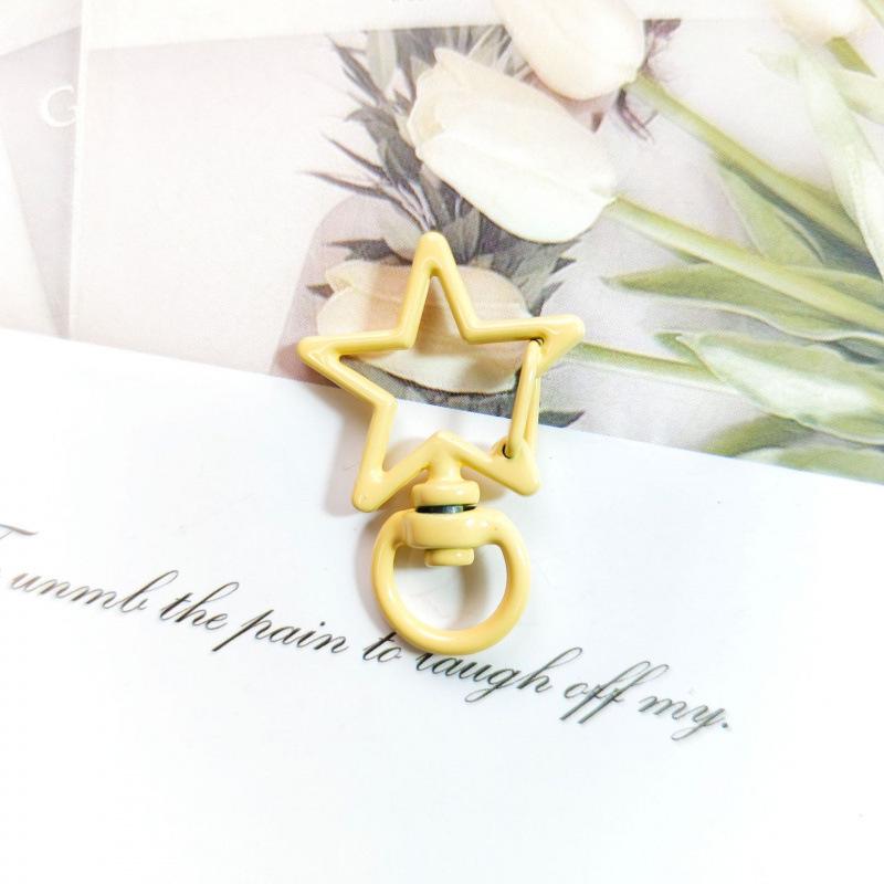 Colorful Zinc Alloy Star Keychain with Candy Color Spring Buckle Pendant - DIY Jewelry Accessory
