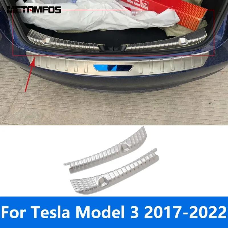 For Tesla Model 3 2017-   Inner Rear Trunk Bumper Foot Plate Tailgate Door Sill Scuff Guard Plate Car Accessories