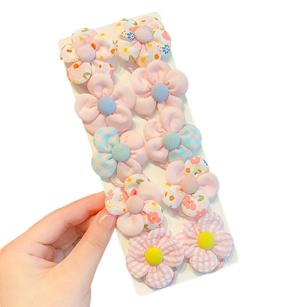 10Pcs Sweet Flower Hair Ties, Cute Bow Elastic Hair Ties for Little Girls Hair Bands Holders, Candy Color Hair Ropes Scrunchies
