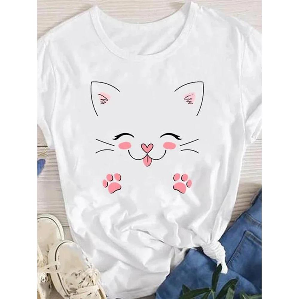 

Милая женская футболка с рисунком кошки, животного, мультяшного рисунка, женская футболка с рисунком из мультфильма, повседневная женская футболка, кавайная футболка XXXXXL золотой