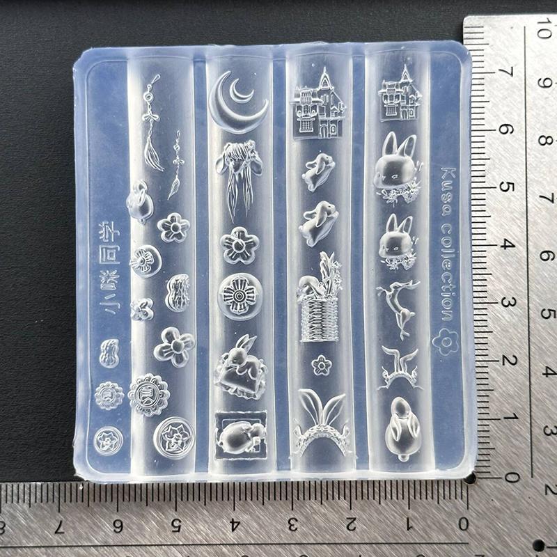 3 Pcs Silicone Nail Art Mold Cute Cartoon Rabbit Moon Cake Moon 3D Acrylic Flowers Nails Templates Diy Manicure Design Tools