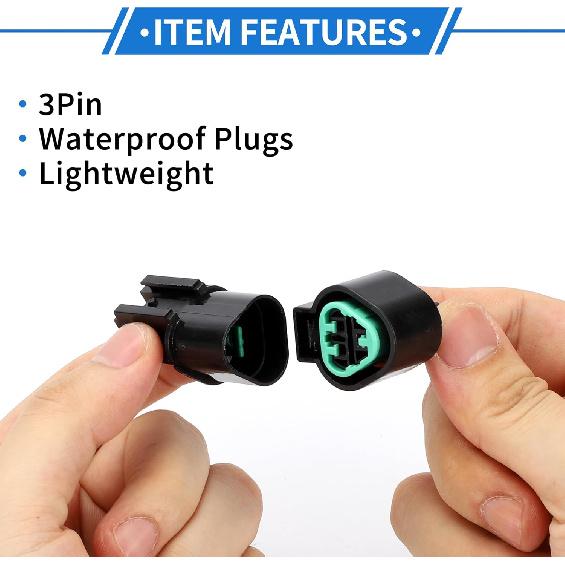 Kit de Conector de Plugue para Sensor de Carro de 3 Pinos Compatível para Hyundai para Kia, Série Plástica Impermeável de 2,2 mm Conector de Terminal de Fio Macho Fêmea Preto