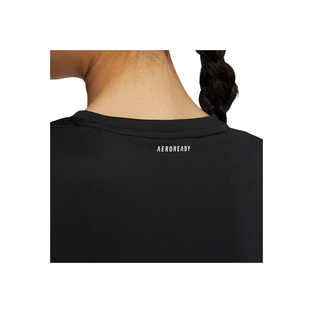 Adidas 24/7 Short Sleeve Tee Logo Print Striped Trim Ribbed Comfortable Crew Neck T-Shirt Women Tops Black H29488