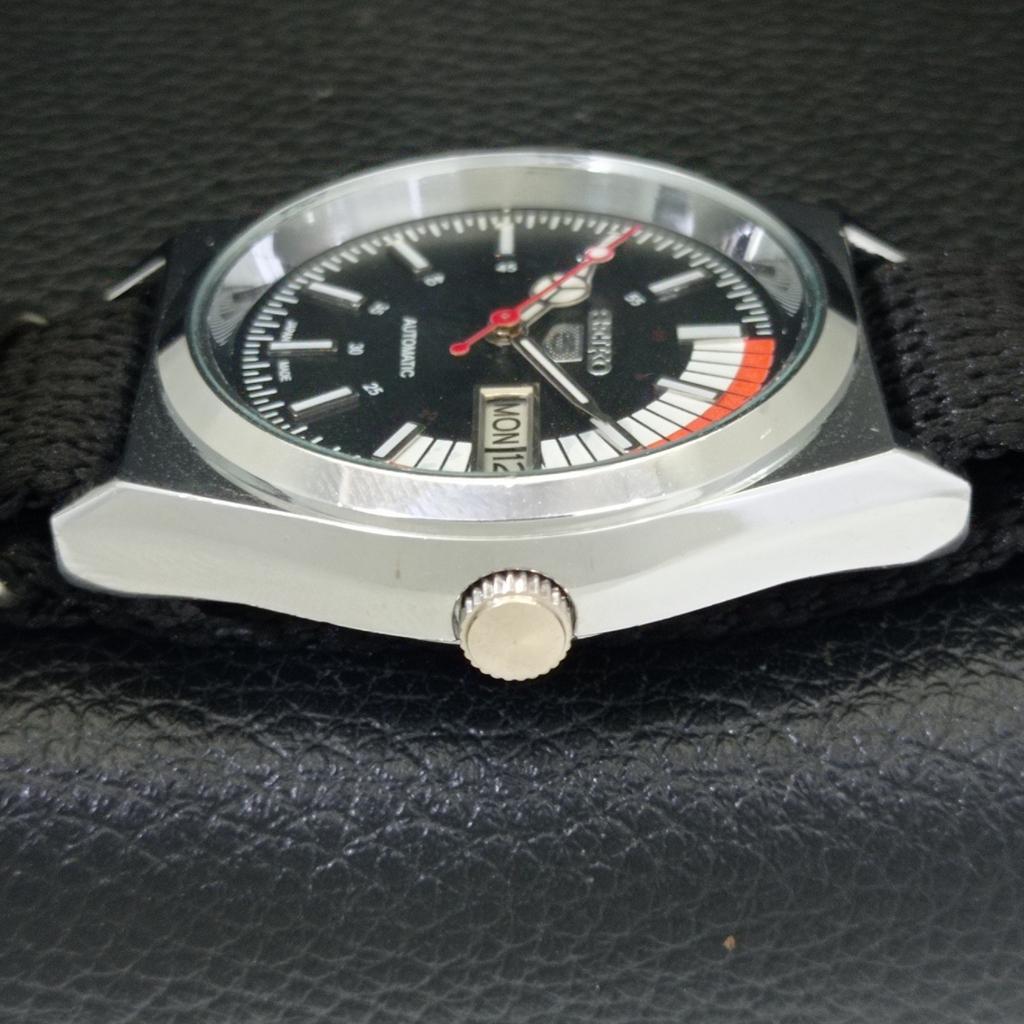 VINTAGE REFURBISHED SEIKO 5 AUTOMATIC 6309A JAPAN MENS BLACK WATCH A440909-4 Sk-a440909