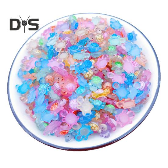 50Pcs Mini Resin Animals Turtles Figurines Waterproof Realistic Resin Statues with Luminous Effects Nail Decorations