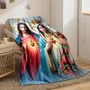 Sacred Heart Jesus Mary Blanket  Printed Blanket for Living Room Bed Couch Lunch Break Soft Cozy Blanket for Friend's Festival Gift