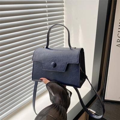 Fashionable Small Square Bag, Textured Pu Handbag, High-End Simple Shoulder Bag, Niche Versatile Cross-Body Women'S Bag