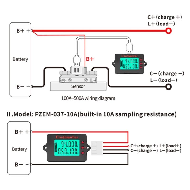 Battery Coulomb Counter Battery Charger Amp Meter Accurate Voltages Monitoring from 8V To 120V for Electric Vehicles