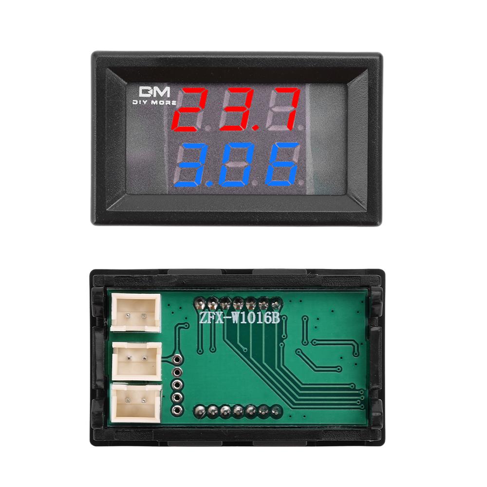 Three-Digit Dual-Display Digital Thermometer With NTC Metal DC4-28V Waterproof Dual Probes Red and Blue Display