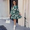 Summer Floral Printed Casual Dress Women Short Sleeve Round Neck