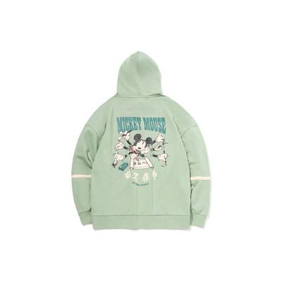 Li Ning X Disney Kollaboration Pullover Langarm Kapuzenpullover Locker Sport Sweatshirt Herren Sweatshirt Grün AWDR121-2