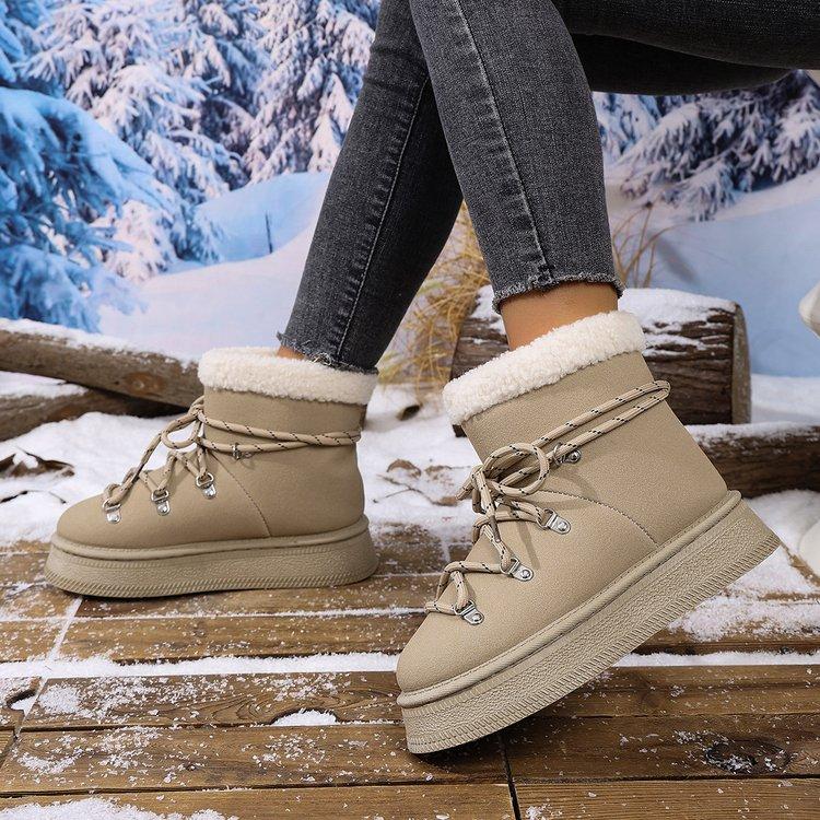Fashion Comfortable and Warm Ankle Flat Snow Boots Slip-on Round Toe Mid Heel 2025 High Quality Ladies Shoes Concise Women's Boots
